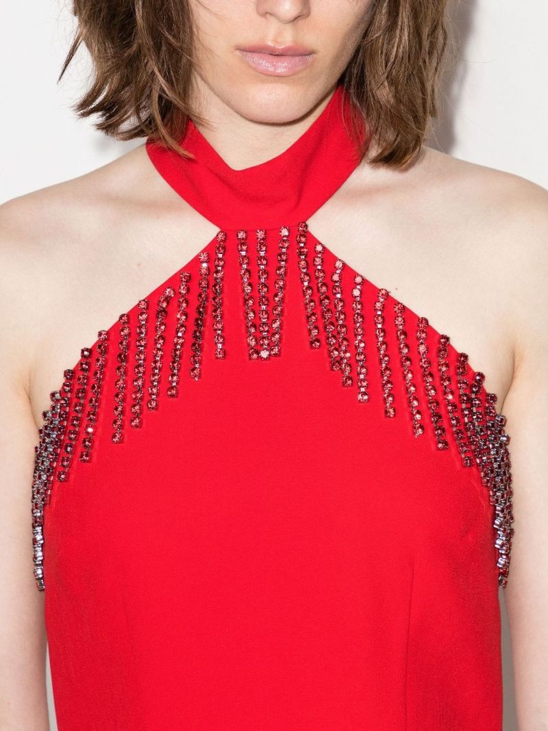 Red Crystal Embellished Mini Dress