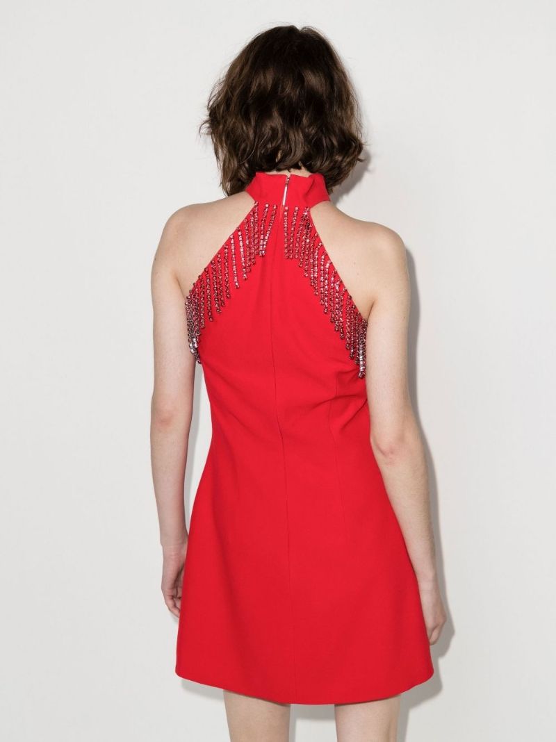 Red Crystal Embellished Mini Dress
