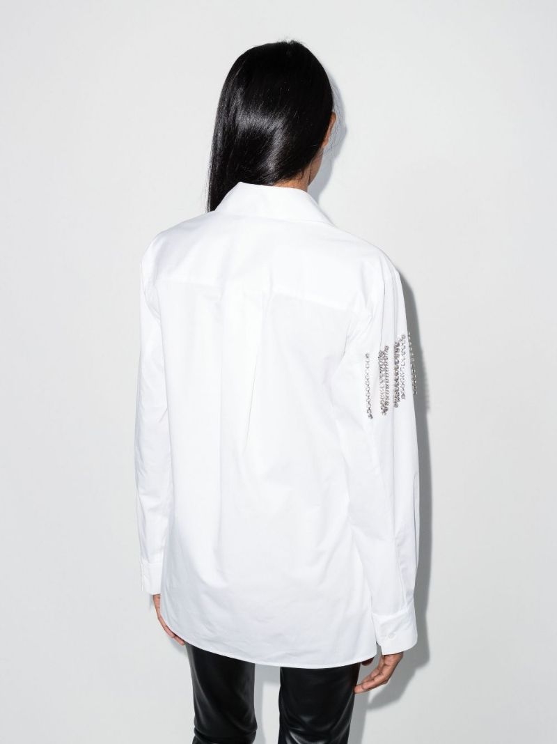 White Crystal Cupchain Cotton Shirt