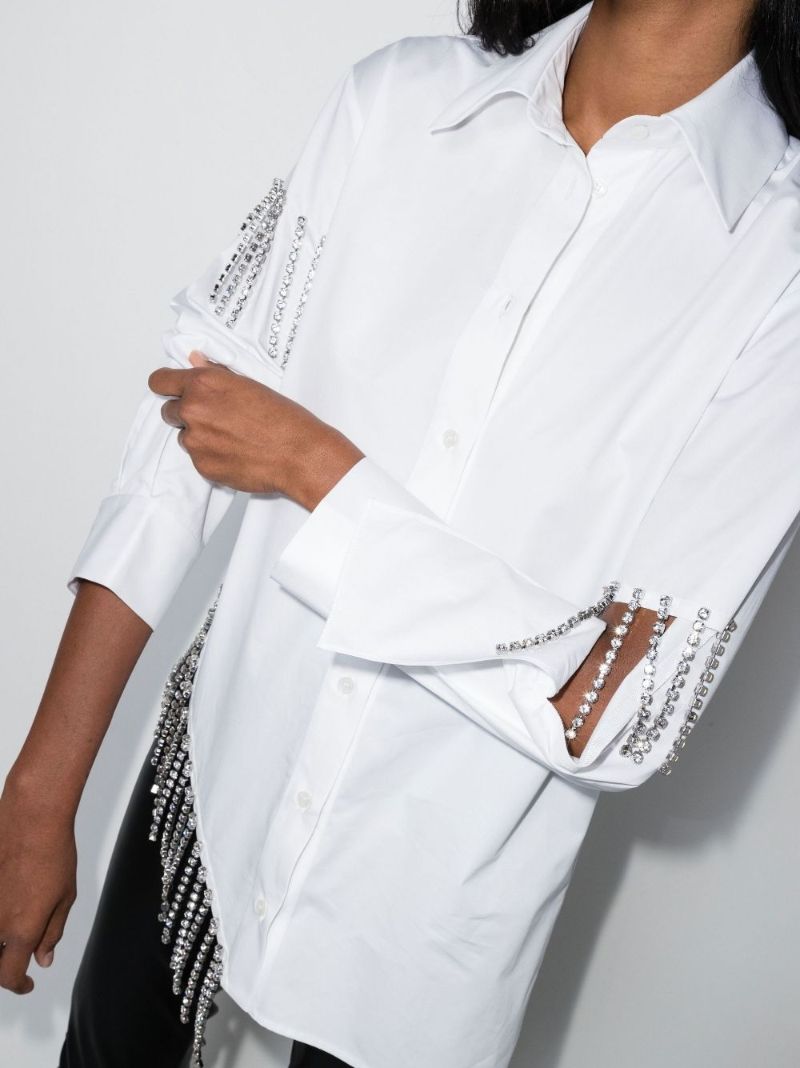 White Crystal Cupchain Cotton Shirt