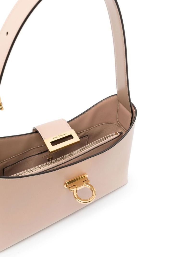Neutral Trifolio Leather Shoulder Bag