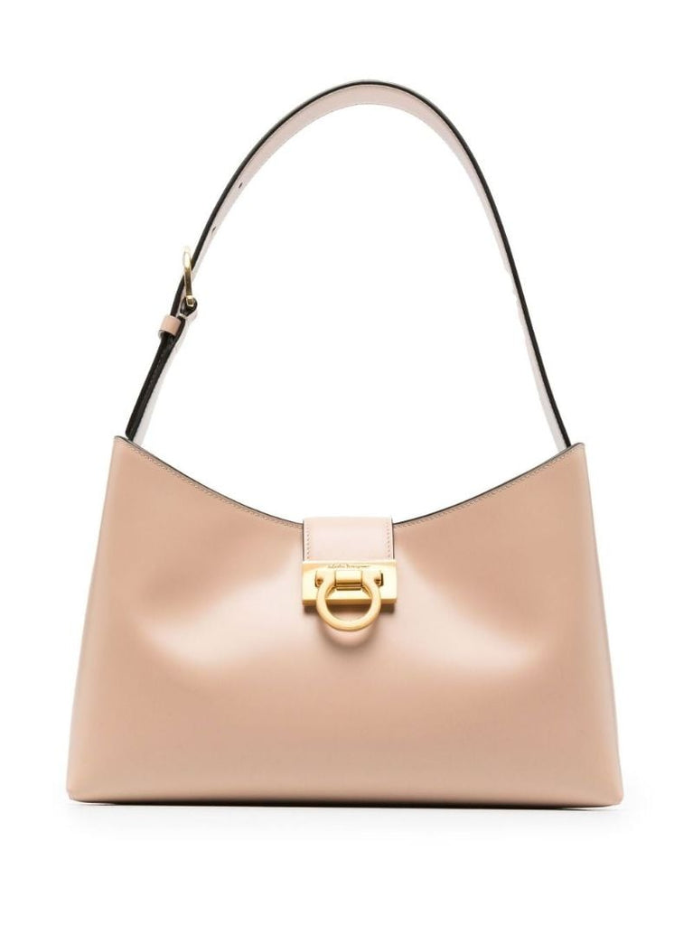 Neutral Trifolio Leather Shoulder Bag