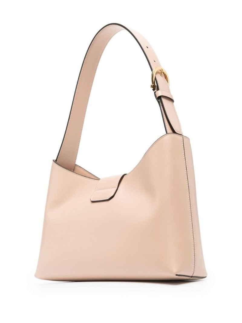 Neutral Trifolio Leather Shoulder Bag
