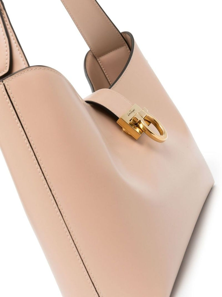 Neutral Trifolio Leather Shoulder Bag