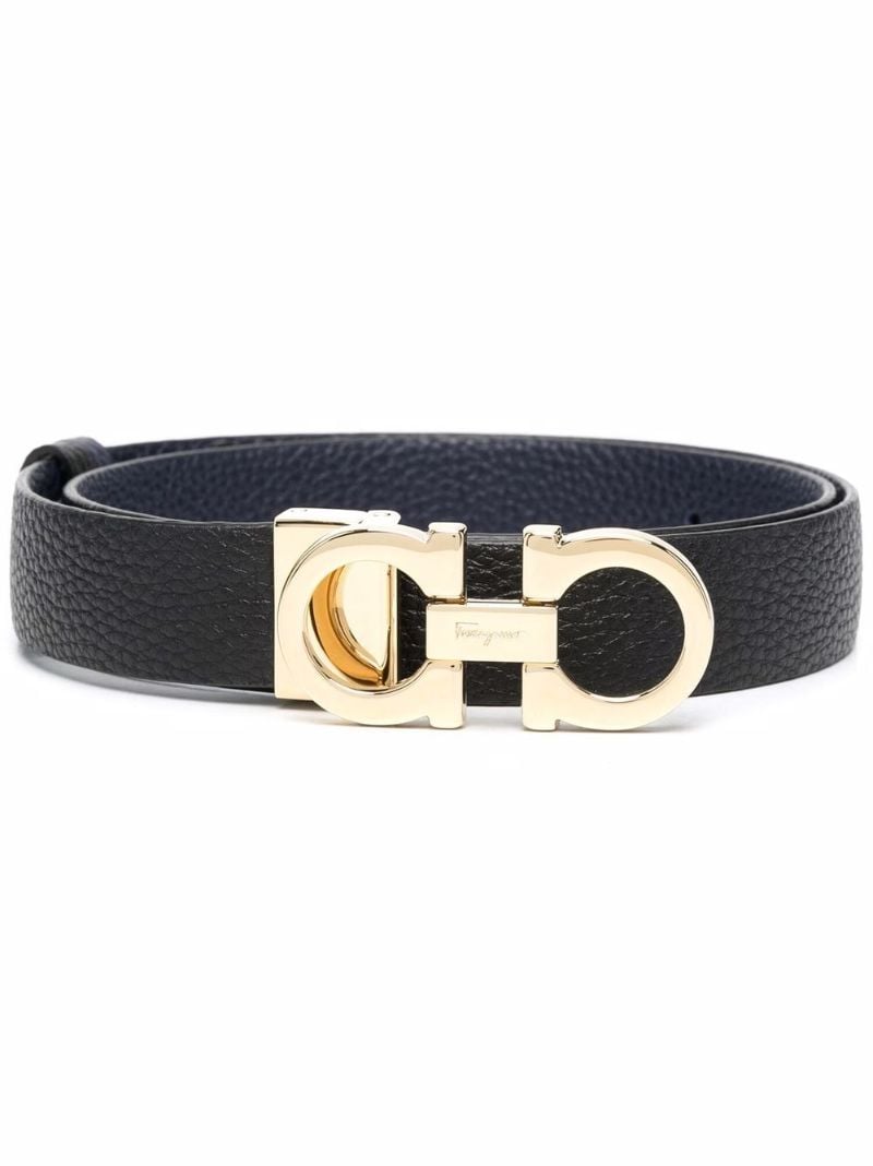 Black Gancini Leather Belt