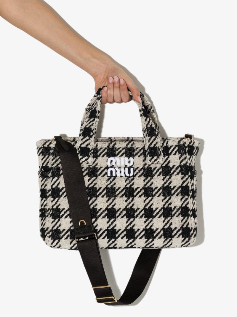 Black Logo Check Tote Bag