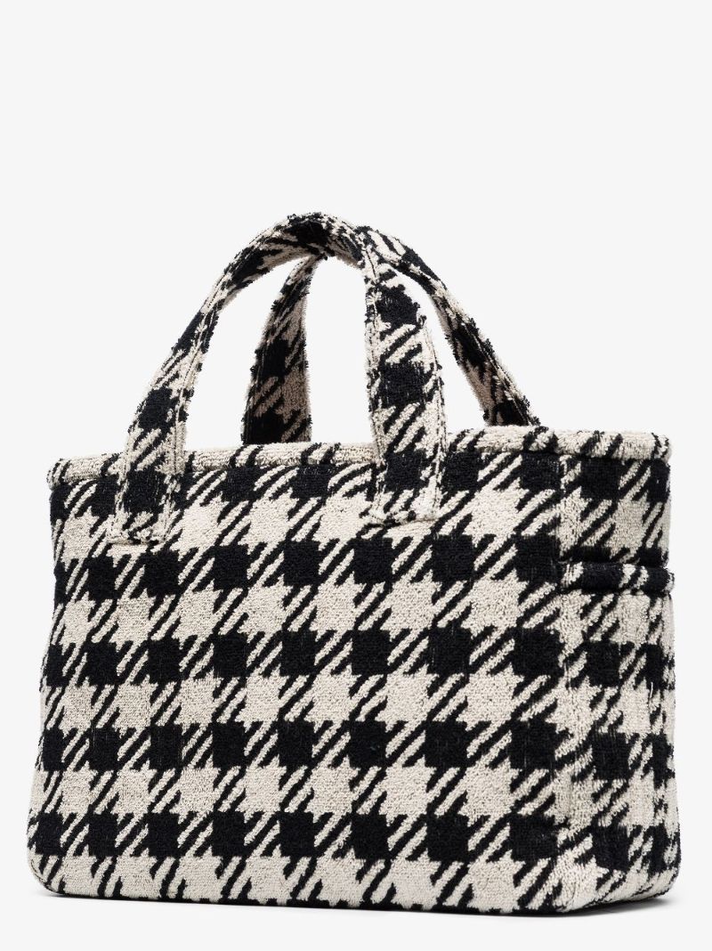 Black Logo Check Tote Bag