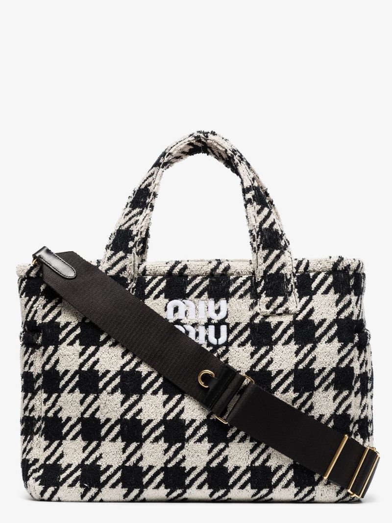Black Logo Check Tote Bag