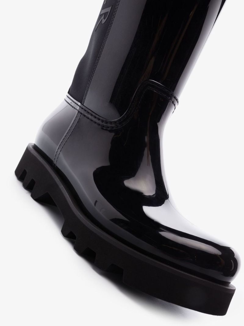 Black Gilla Branded Knee-high Rubber Boots