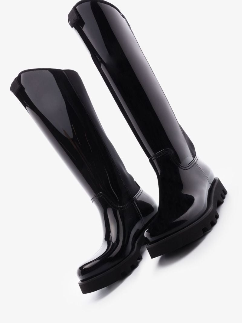 Black Gilla Branded Knee-high Rubber Boots