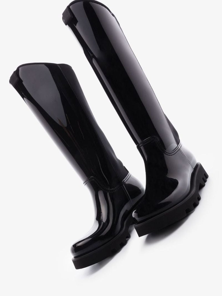 Black Gilla Branded Knee-high Rubber Boots