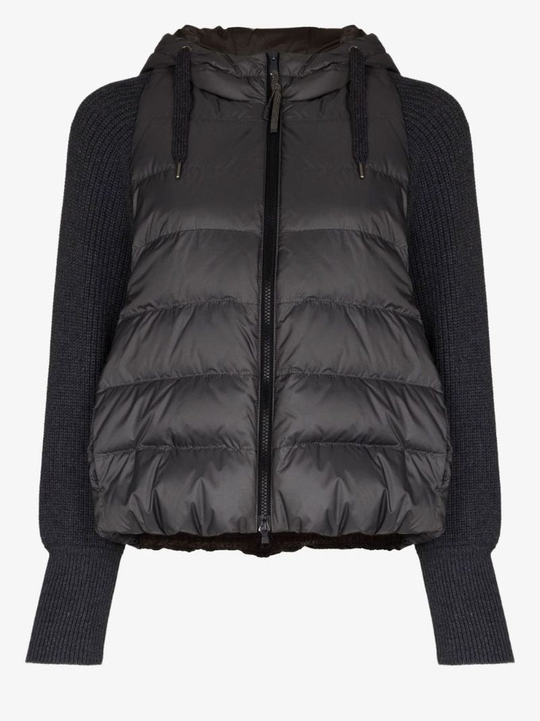 Black Panelled Puffer Jacket
