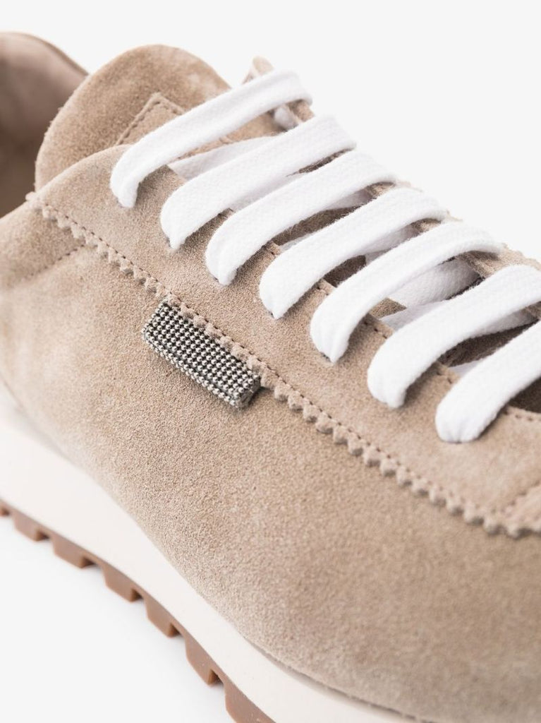 Grey Suede Low Top Sneakers