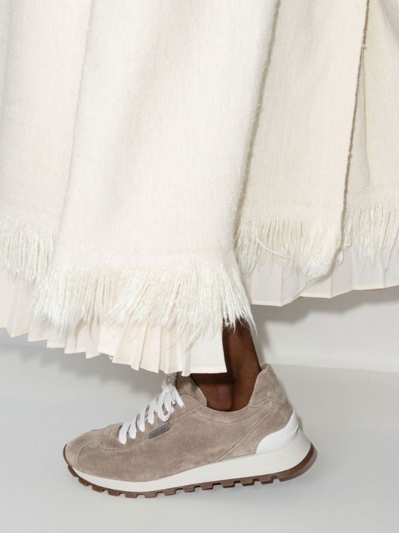Grey Suede Low Top Sneakers