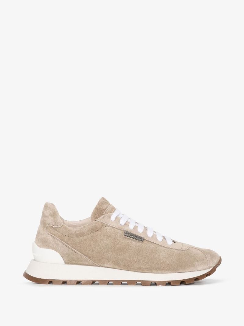 Grey Suede Low Top Sneakers