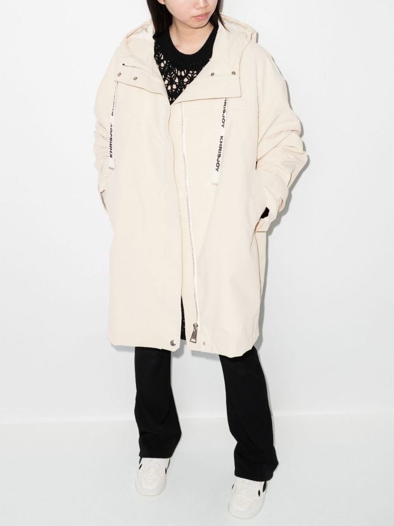 Logo Drawstring Hooded Rain Coat