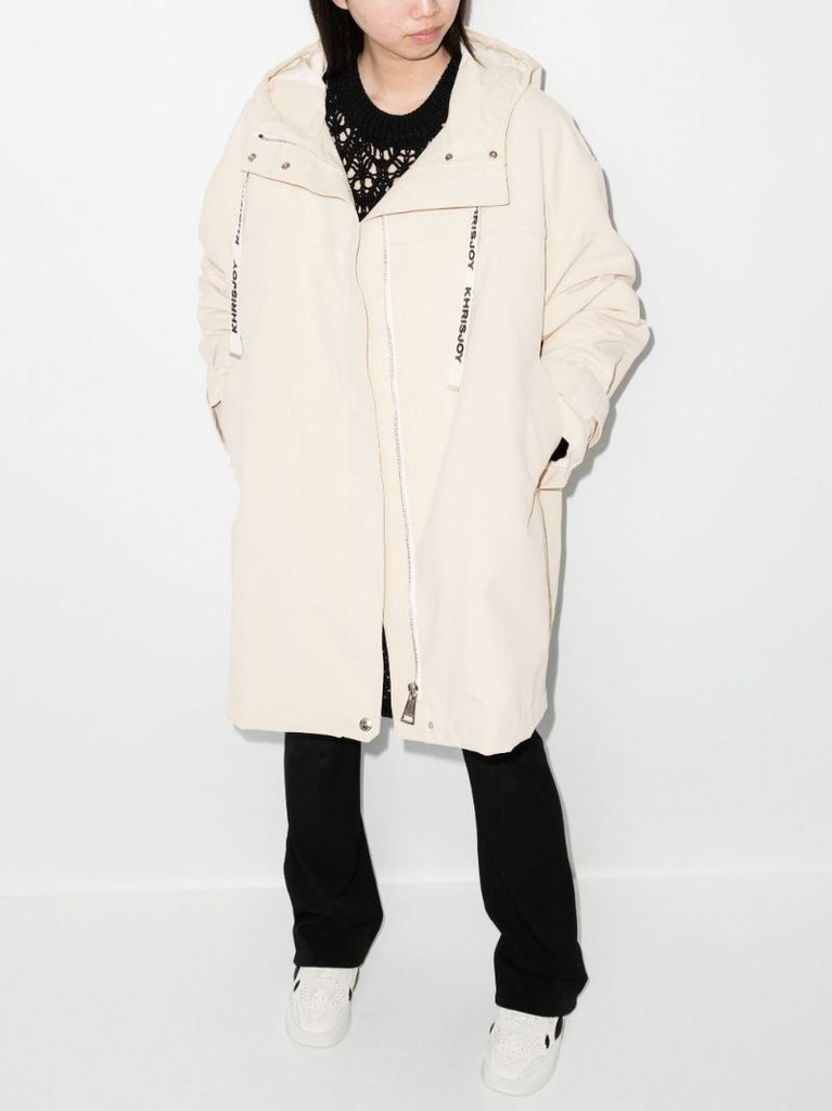 Logo Drawstring Hooded Rain Coat