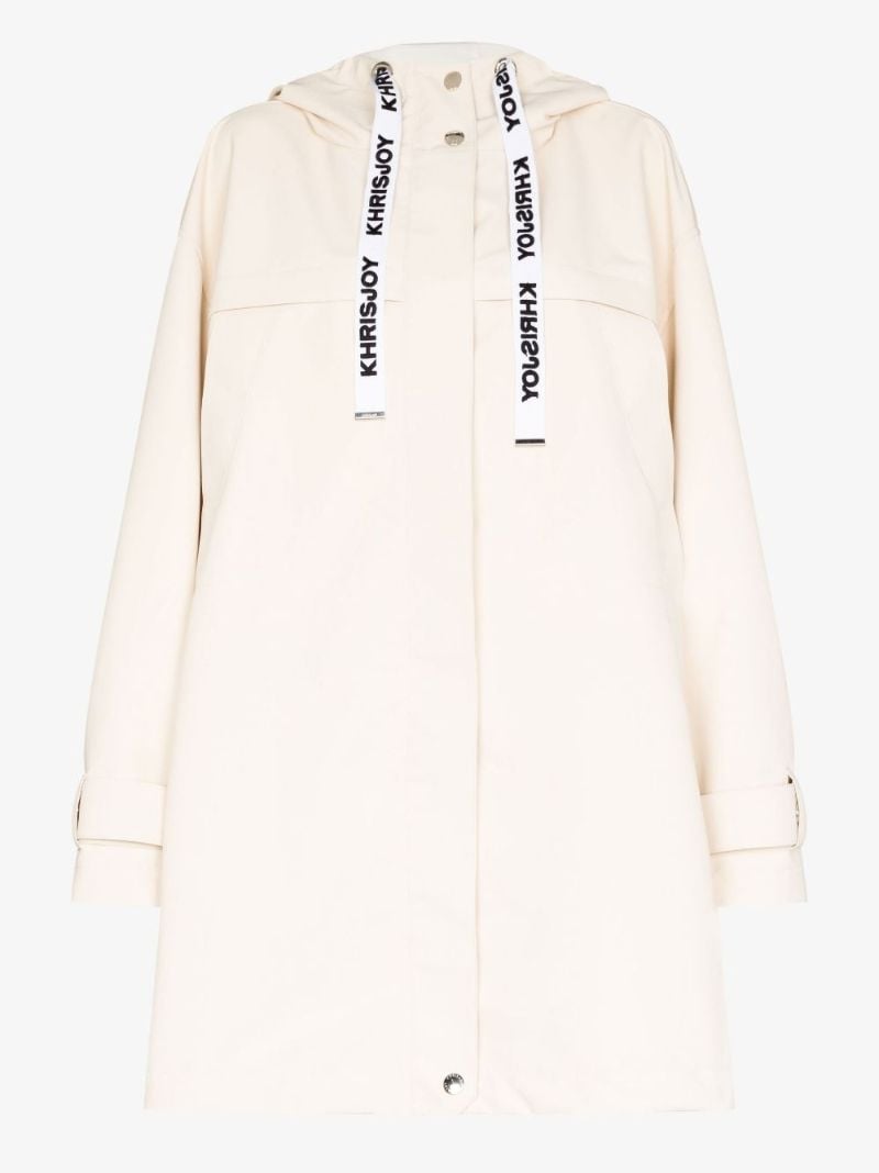 Logo Drawstring Hooded Rain Coat