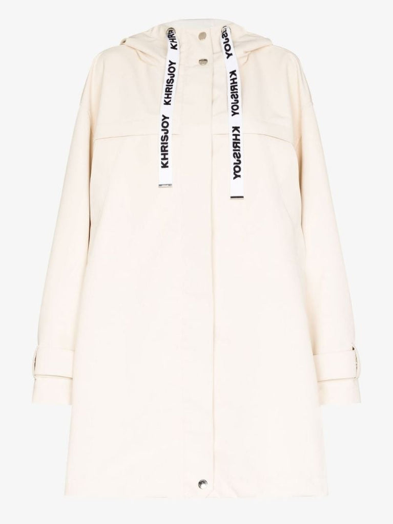 Logo Drawstring Hooded Rain Coat