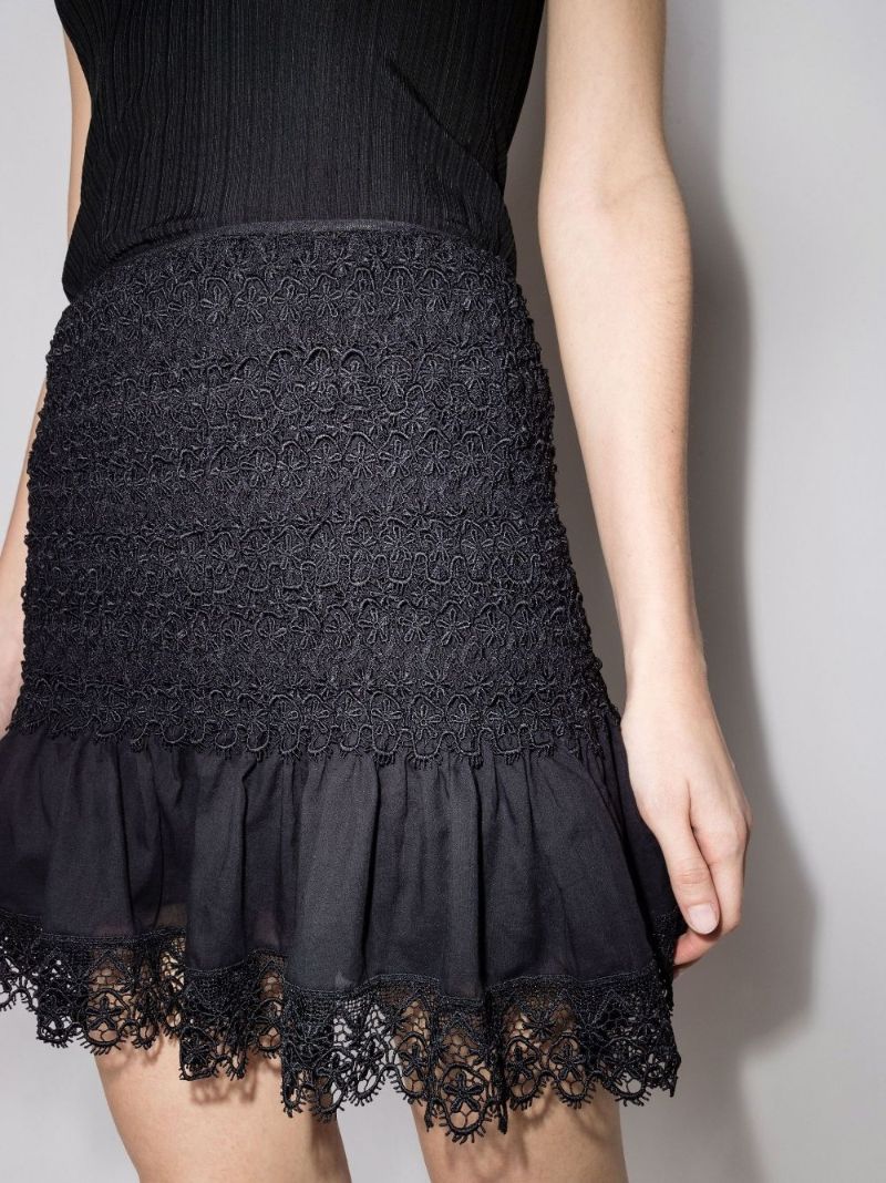 Fleur Lace Trim Cotton Mini Skirt