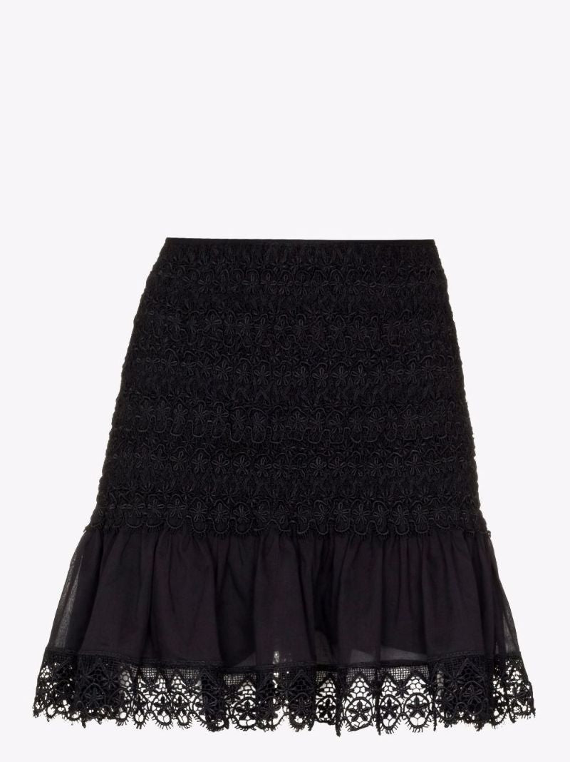 Fleur Lace Trim Cotton Mini Skirt