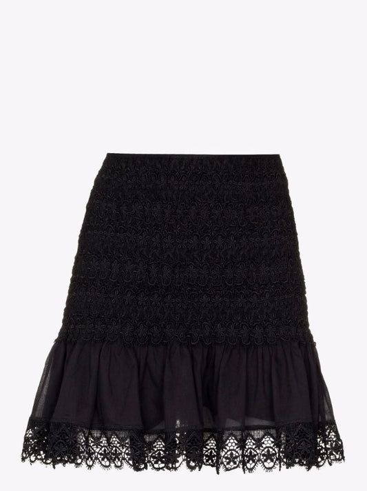 Fleur Lace Trim Cotton Mini Skirt
