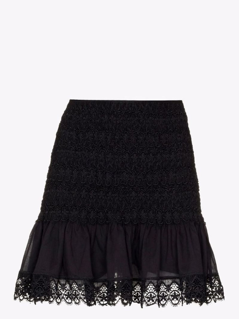 Fleur Lace Trim Cotton Mini Skirt