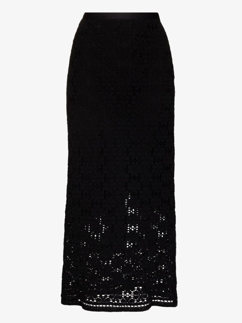 Floral Crochet Cotton Midi Skirt