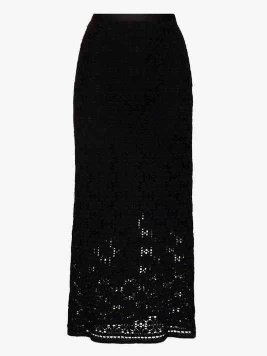 Floral Crochet Cotton Midi Skirt