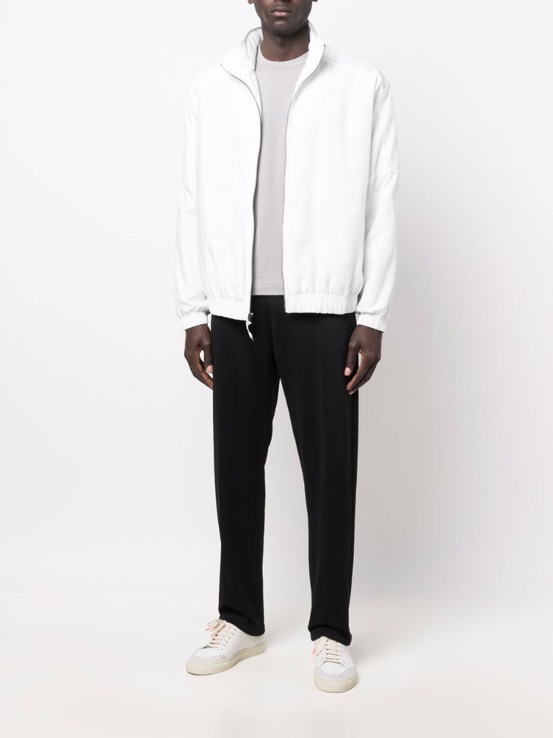 White Swoosh Embroidered Bomber Jacket