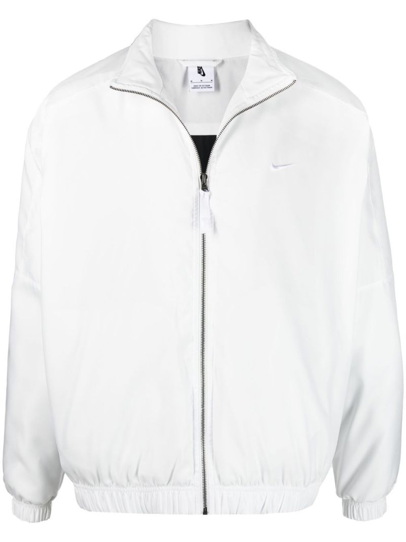 White Swoosh Embroidered Bomber Jacket