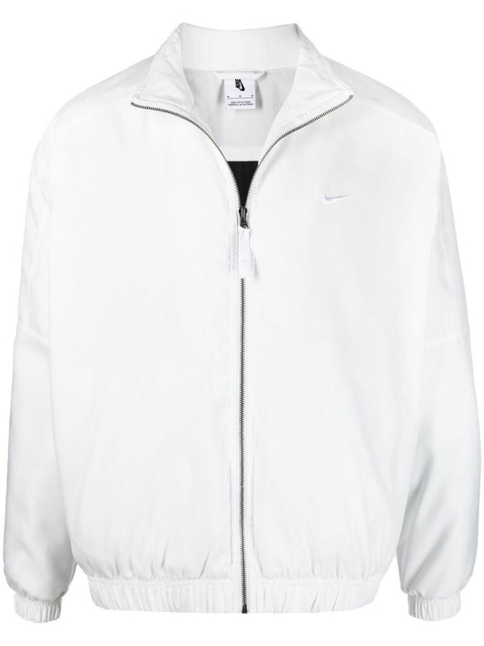 White Swoosh Embroidered Bomber Jacket