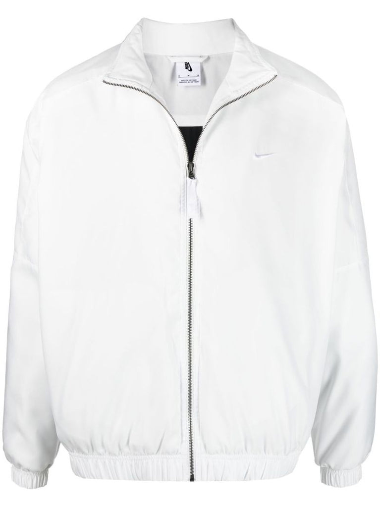 White Swoosh Embroidered Bomber Jacket