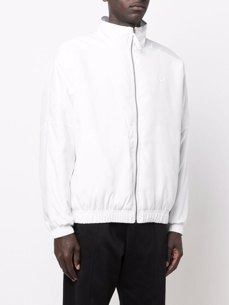 White Swoosh Embroidered Bomber Jacket