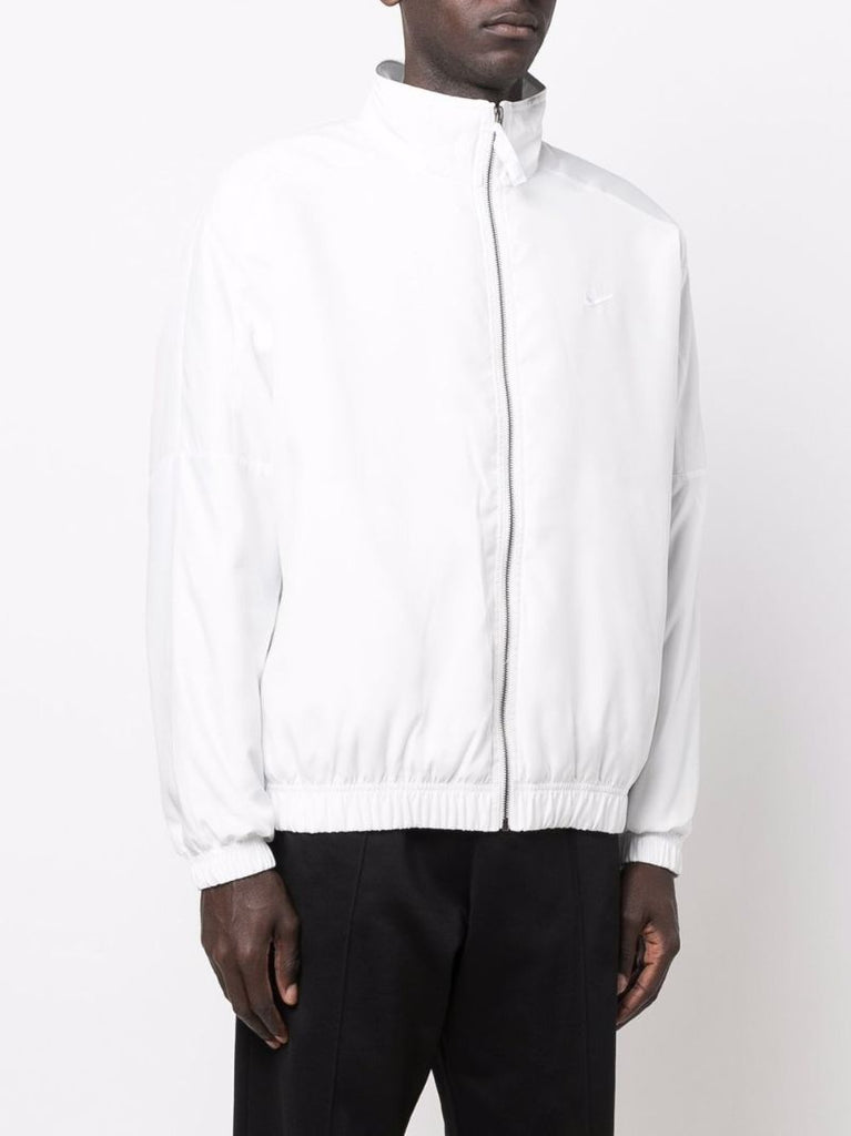 White Swoosh Embroidered Bomber Jacket