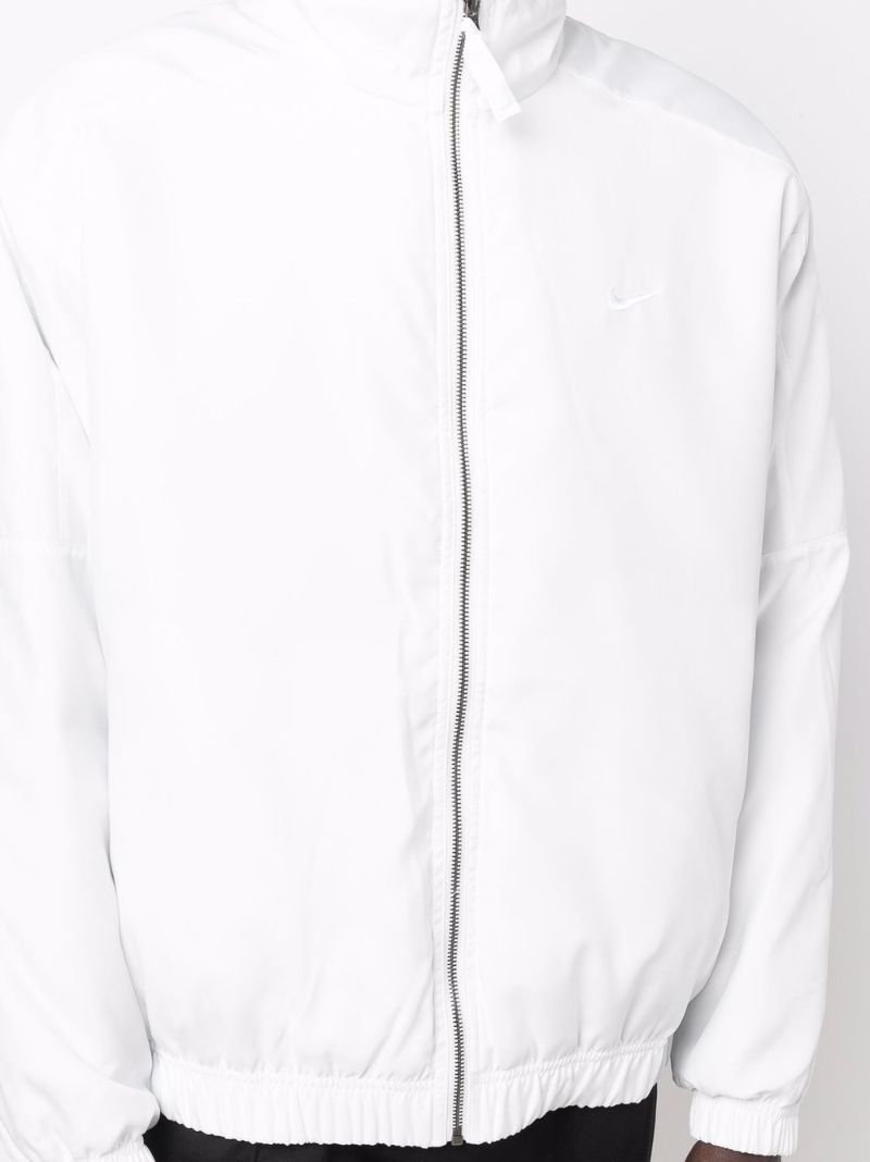 White Swoosh Embroidered Bomber Jacket