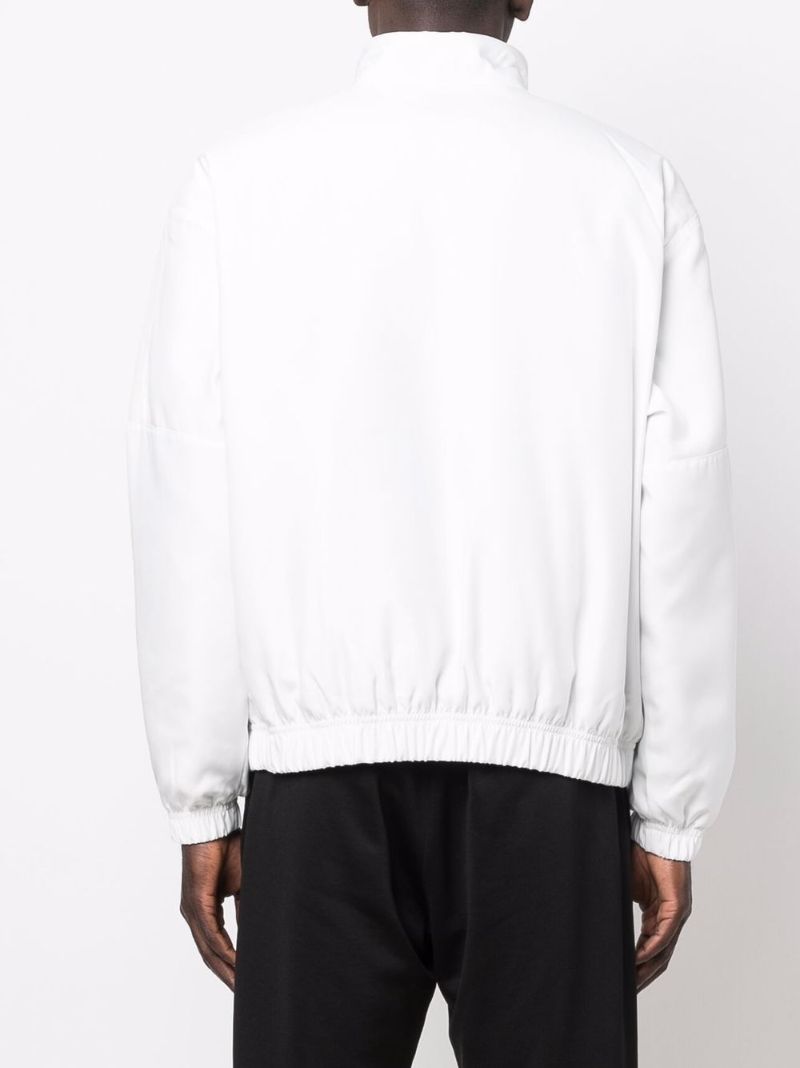 White Swoosh Embroidered Bomber Jacket