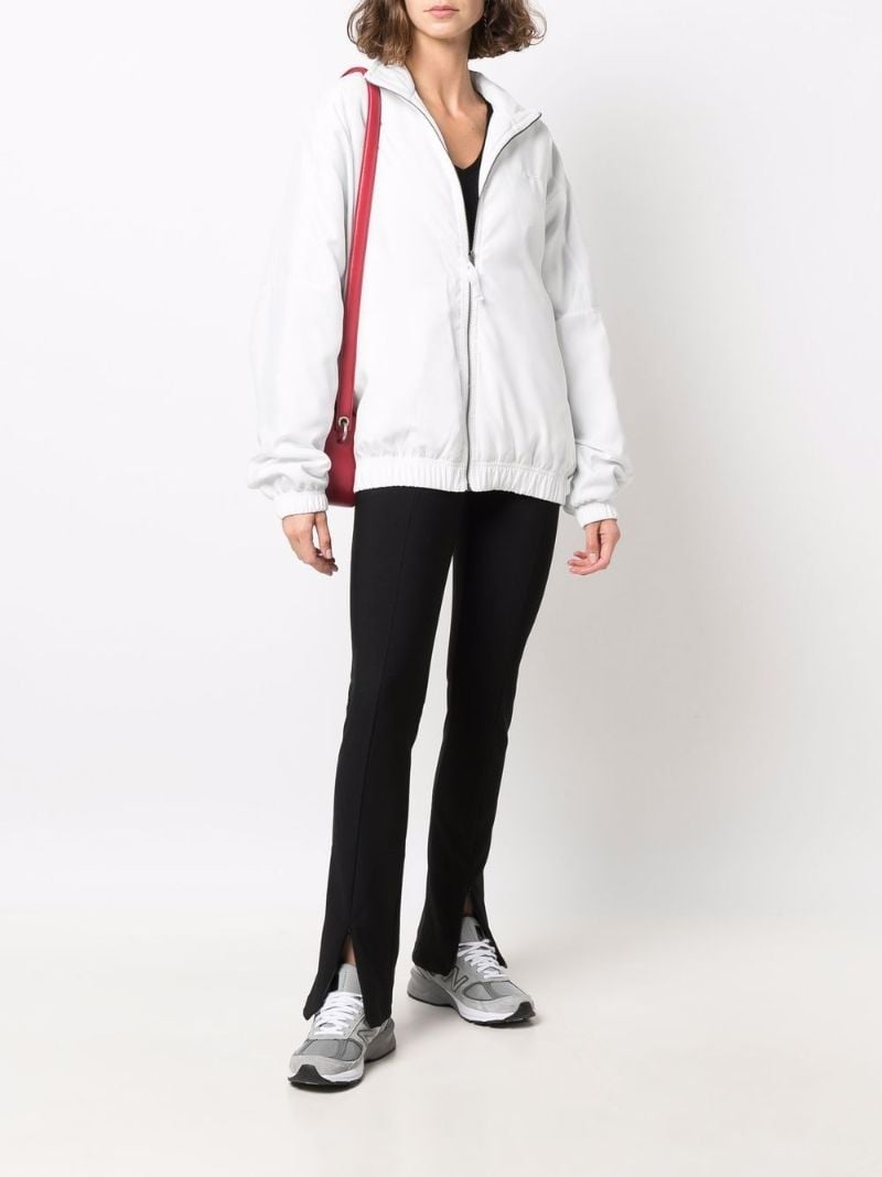 White Swoosh Embroidered Bomber Jacket