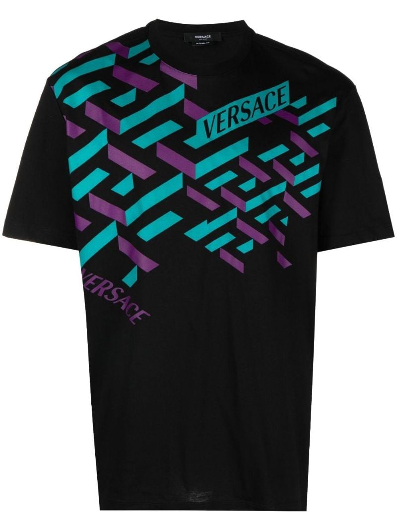Black La Greca Cotton T-shirt