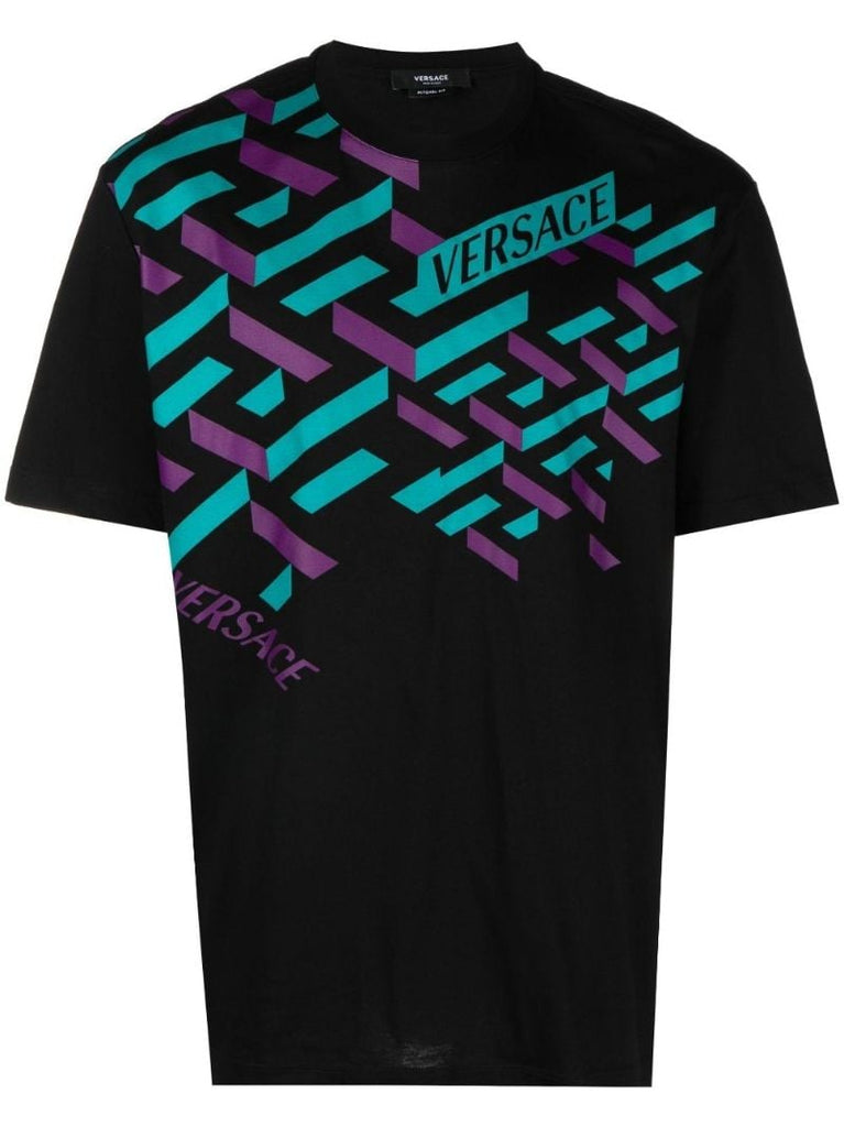 Black La Greca Cotton T-shirt