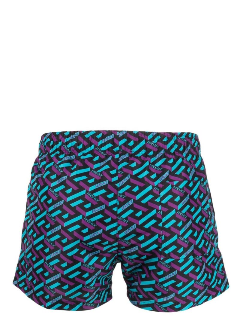 Blue La Greca Print Swim Shorts