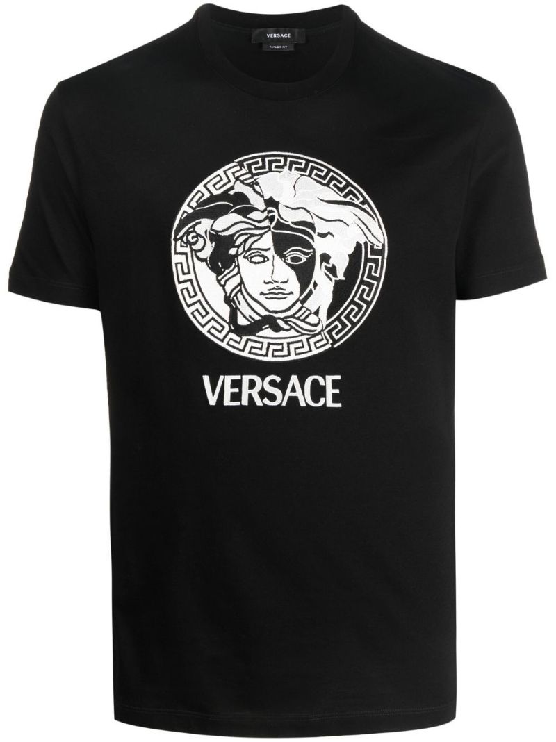 Black Medusa Print Cotton T-shirt