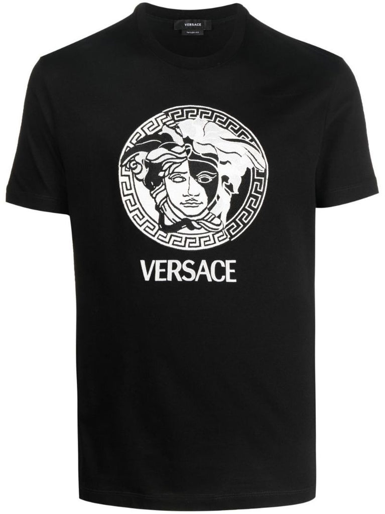 Black Medusa Print Cotton T-shirt