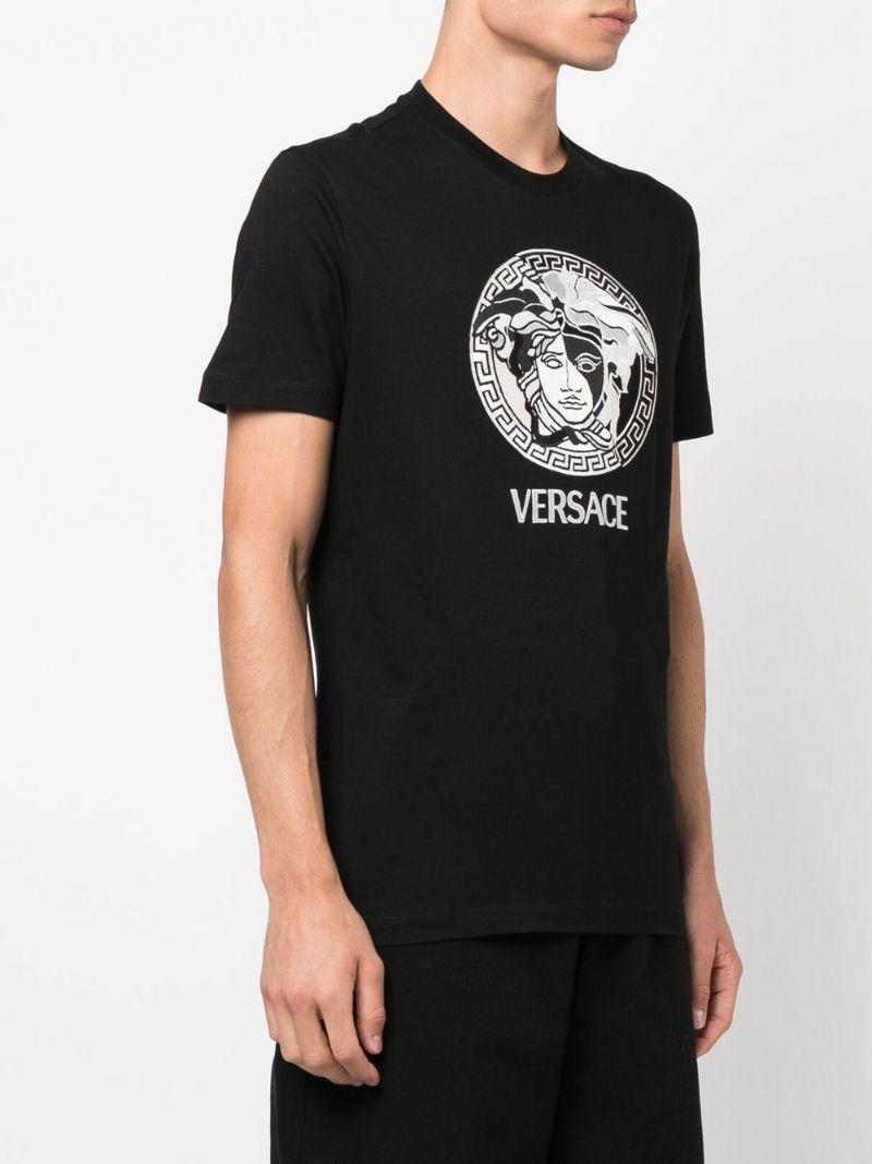 Black Medusa Print Cotton T-shirt
