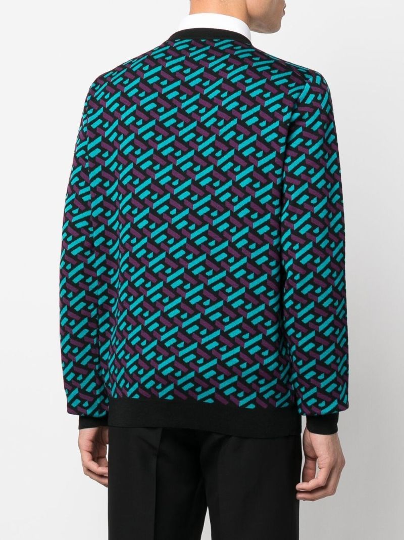Black La Greca Jacquard Wool Sweater