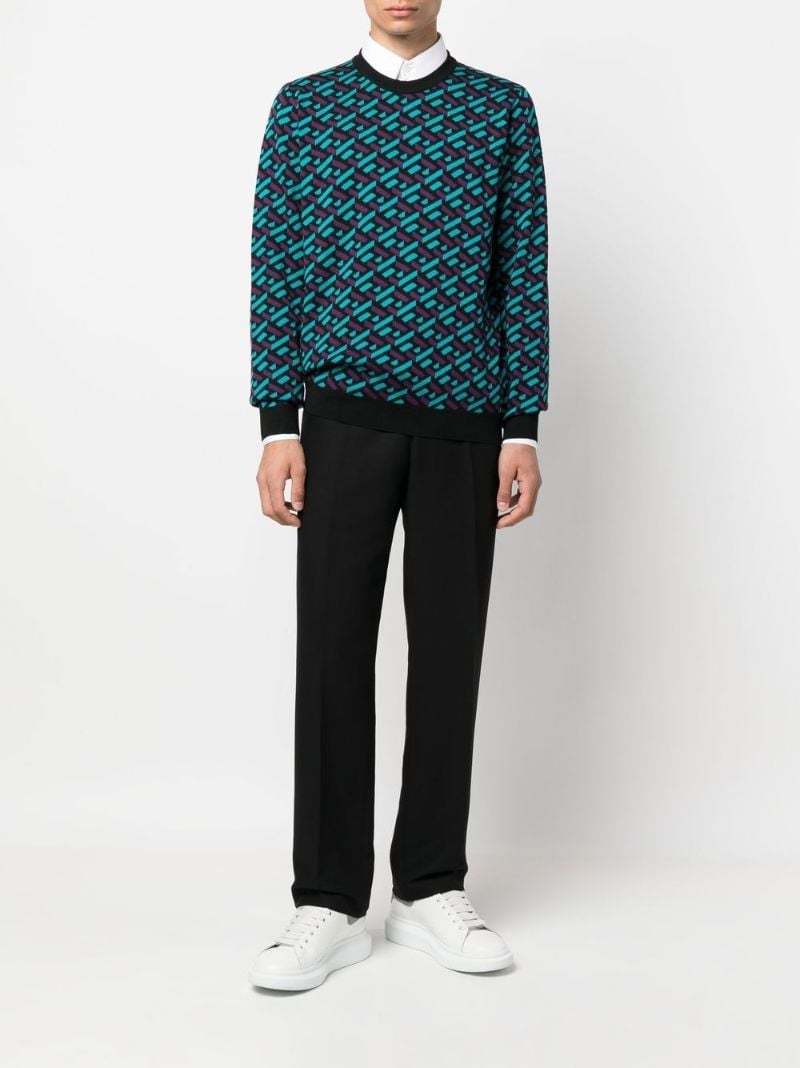 Black La Greca Jacquard Wool Sweater