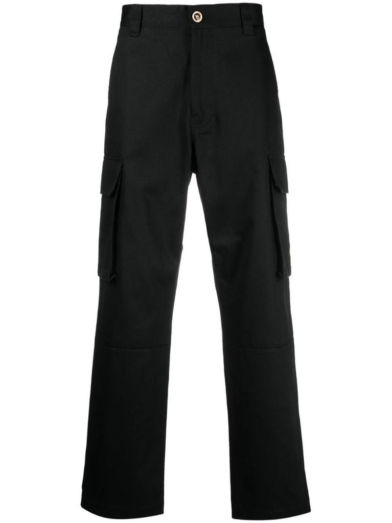 Black Cotton Cargo Trousers