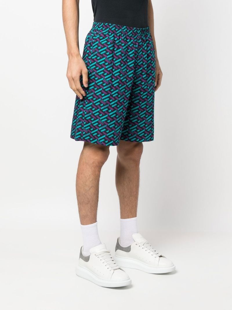 Black La Greca Print Shorts