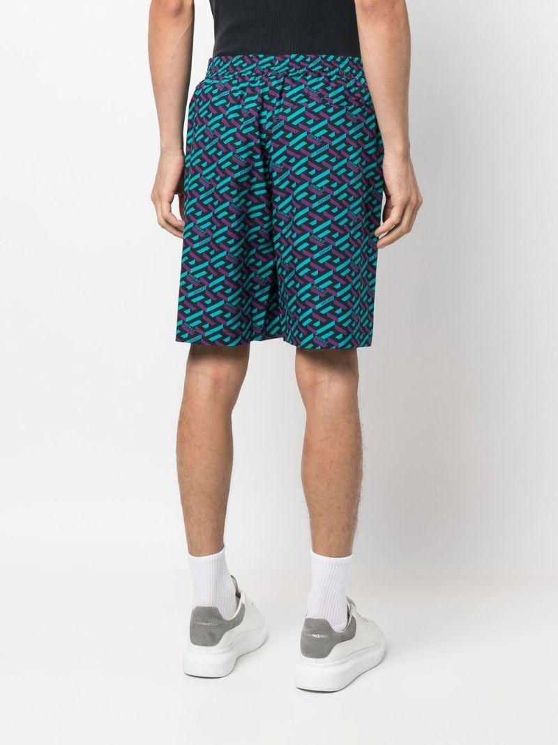 Black La Greca Print Shorts