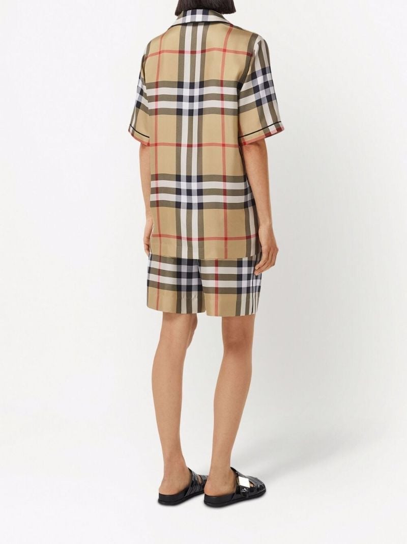 Neutral Vintage Check Silk Shorts